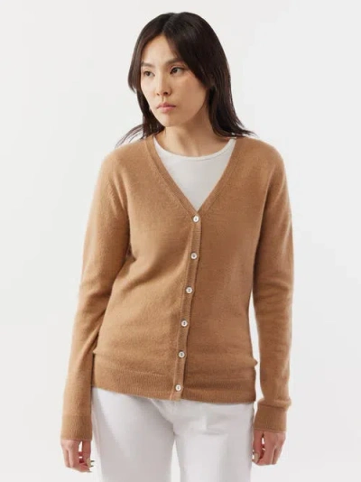 Gobi Mongolian Cashmere V-neck Cardigan In Sheepskin