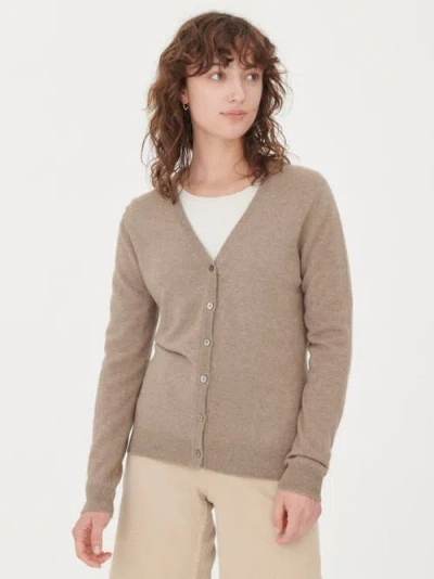 Gobi Mongolian Cashmere V-neck Cardigan In Taupe