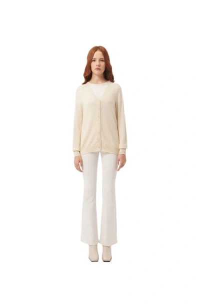 Gobi Mongolian Cashmere V-neck Cardigan In White