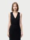 Gobi Mongolian Cashmere V-neck Silk Cashmere  Dress In Black