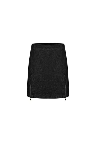 Goc Denim Women's Denim Mini Skirt With Zipper Detail - Black