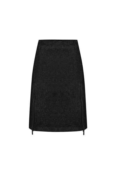 Goc Denim Women's Denim Pencil Skirt With Front Slit - Black