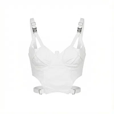 Goc Denim Women's Structured Cut-out Corset Top- White
