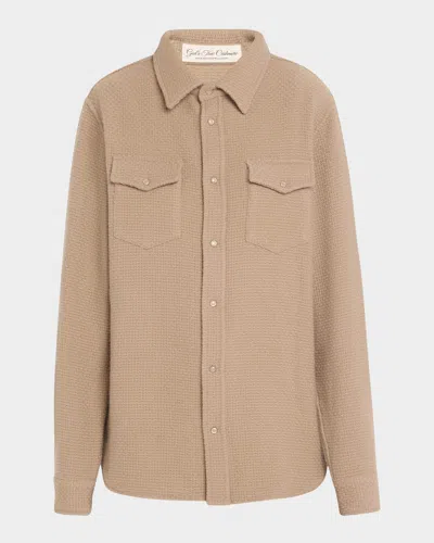 God & Apos;s True Cashmere Smoke Waffle Cashmere Shirt Jacket In Pink