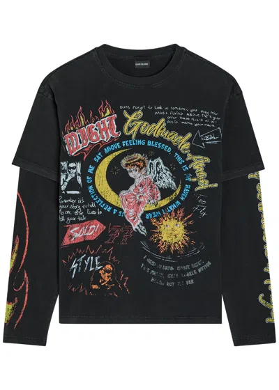God Made Angel Printed Long-sleeve T-shirt In Black