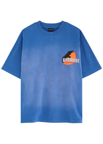 God Made Heritage Logo-print Cotton T-shirt In Blue