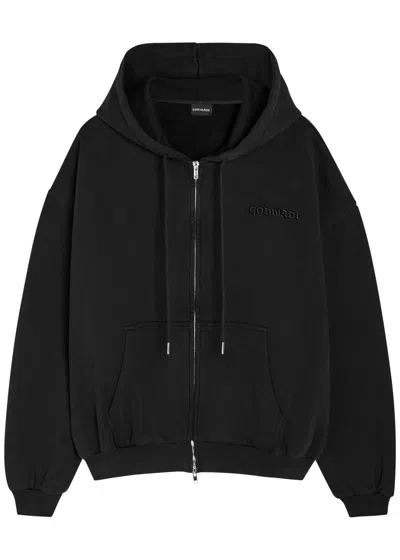 God Made Logo-embroidered Hooded Cotton Sweatshirt In Black