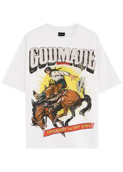 God Made Texas Ranger Printed Cotton T-shirt In White
