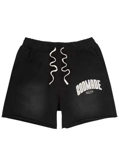 God Made Tribulation Logo-print Cotton Shorts In Black