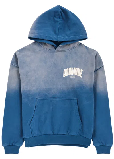 God Made Tribulation Logo-print Hooded Cotton Sweatshirt In Blue
