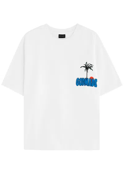 God Made Tropics Thunder Logo-print Cotton T-shirt In White