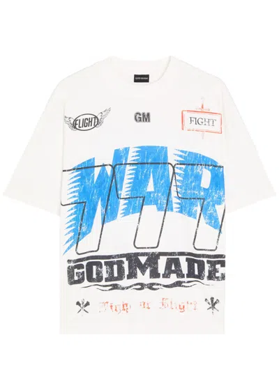 God Made War Printed Cotton T-shirt In Multi