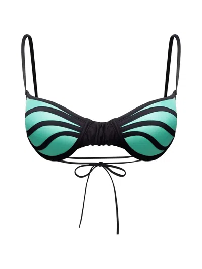 God Save Queens Allure Panelled Curved Bikini Top In Black