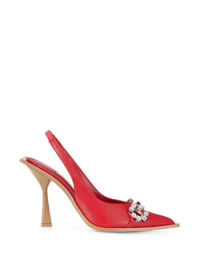 God Save Queens Crystal-embellished Slingback Pumps In Red