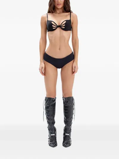 God Save Queens Cut-out Strappy Briefs In Black