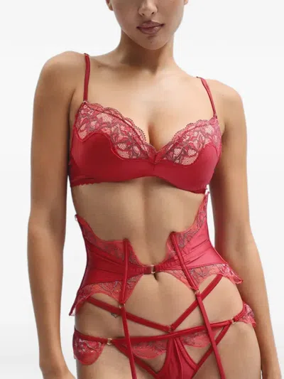 God Save Queens Lace-trim Underwired Bra In Red