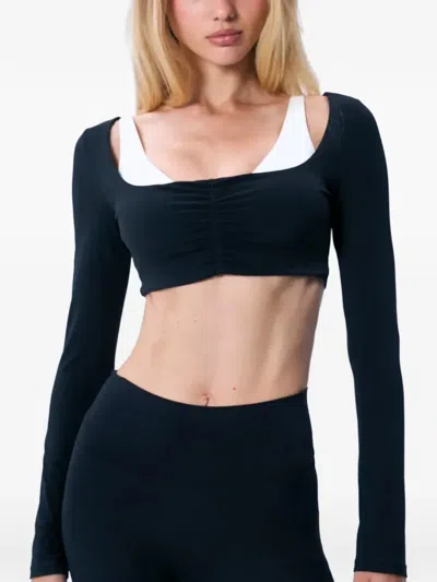 God Save Queens Ruched Long-sleeve Top In Blue