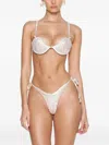 God Save Queens Venus Ruched Shell-cup Bikini Top In White