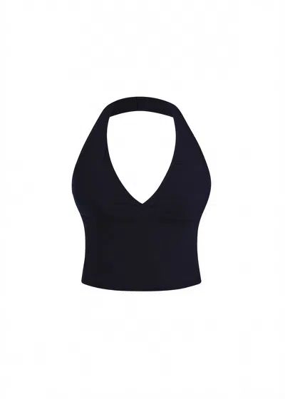 God Save Queens Women's Black Second Skin Studio Halter Top Onyx