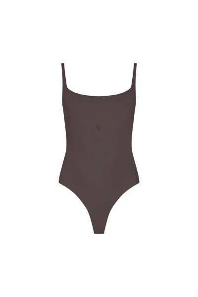 God Save Queens Women's Brown Second Skin Square-neck Bodysuit Doppio