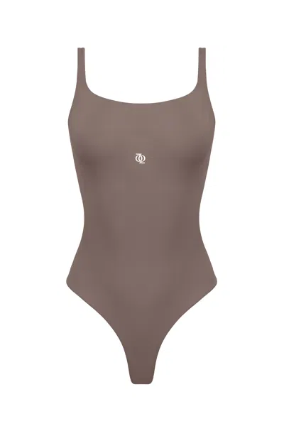 God Save Queens Women's Brown Second Skin Square-neck Bodysuit Mushroom
