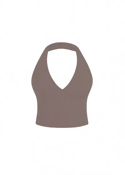 God Save Queens Women's Brown Second Skin Studio Halter Top Mushroom