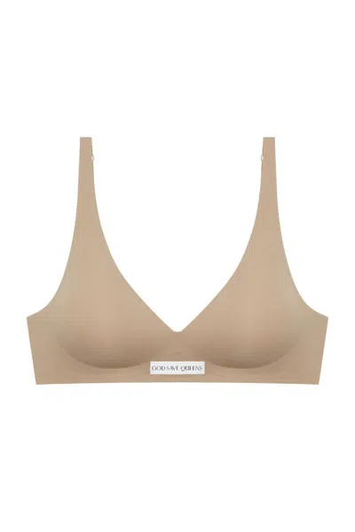 God Save Queens Women's Neutrals Second Skin Push Up Bralette Mocha In Brown