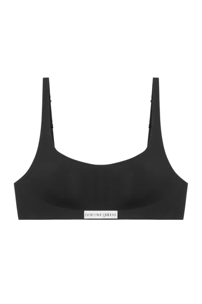 God Save Queens Women's Second Skin Bralette Scoop-neck Black