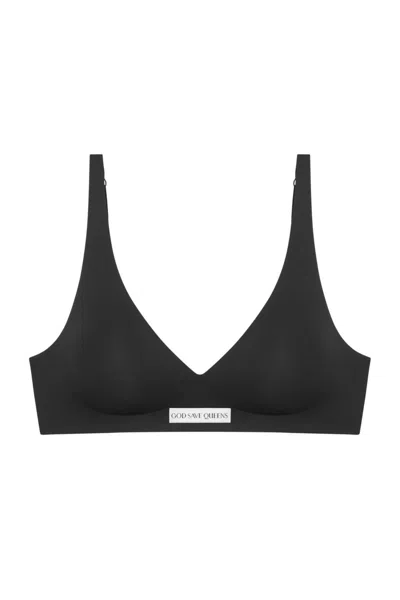 God Save Queens Women's Second Skin Push Up Bralette Black