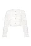 God Save Queens Women's White Executive Tweed Jacket In White