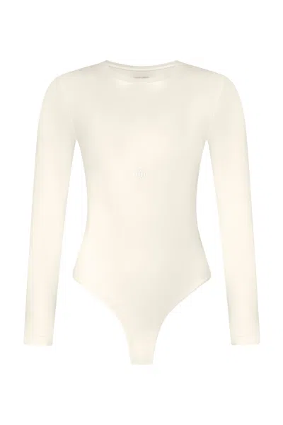 God Save Queens Women's White / Neutrals Second Skin Long Sleeve Crew-neck Bodysuit Vanilla
