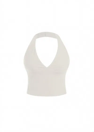 God Save Queens Women's White Second Skin Studio Halter Top Ivory
