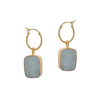 Goddess Charms Women's Gold / Blue Aquamarine Elemental Crystal Earrings In Gray