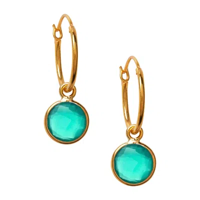 Goddess Charms Women's Gold / Green Green Onyx Power Stone Earrings