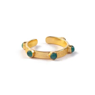 Goddess Charms Women's Gold / Green Heart Chakra Ring - Green Onyx In Multi