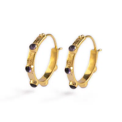 Goddess Charms Women's Gold / Purple Third Eye Chakra Earrings - Amethyst