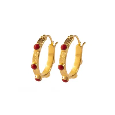 Goddess Charms Women's Gold / Red Root Chakra Earrings - Coral