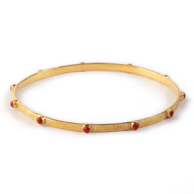 Goddess Charms Women's Gold Root Chakra Bangle - Coral