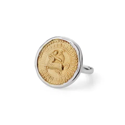 Goddess Charms Women's Gold Sagittarius Zodiac Ring In Metallic