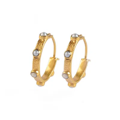 Goddess Charms Women's Gold / White Crown Chakra Earrings - Pearl