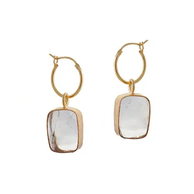 Goddess Charms Women's Neutrals / Gold Clear Quartz Elemental Crystal Earrings