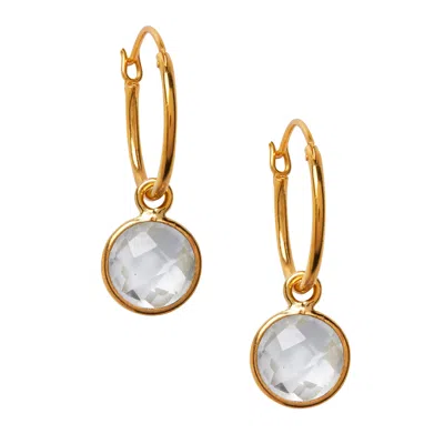 Goddess Charms Women's Neutrals / Gold Clear Quartz Power Stone Earrings