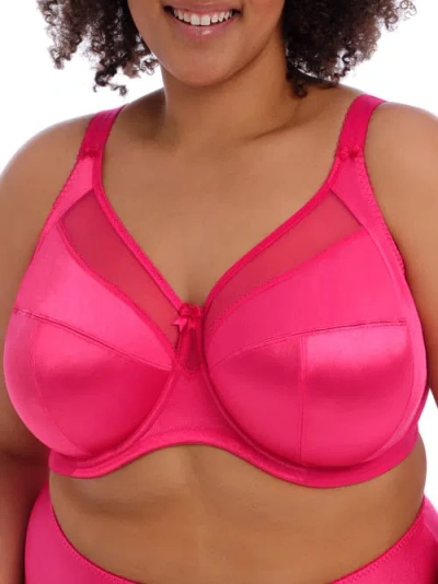 Goddess Keira Satin Side Support Bra In Hot Pink