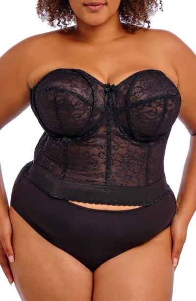 Goddess Long Line Lace Underwire Bustier In Black