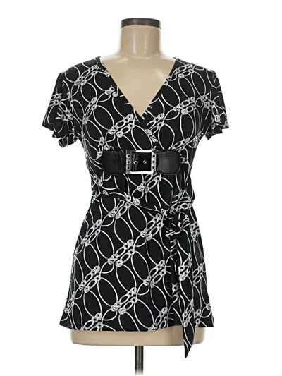 Pre-owned Goddess Short Sleeve Blouse In Black