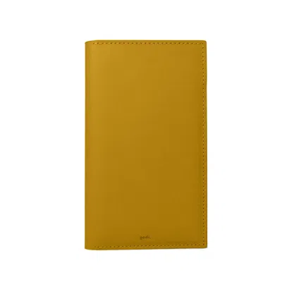 Godi. Black Handmade Leather Passport & Travel Wallet - Amber Yellow