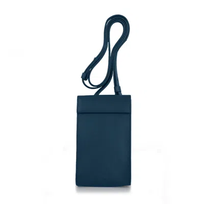 Godi. Men's Handmade Adjustable Leather Phone Bag With Pocket - Navy Blue