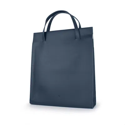Godi. Men's Handmade Adjustable Leather Tote Bag - Navy Blue In Burgundy