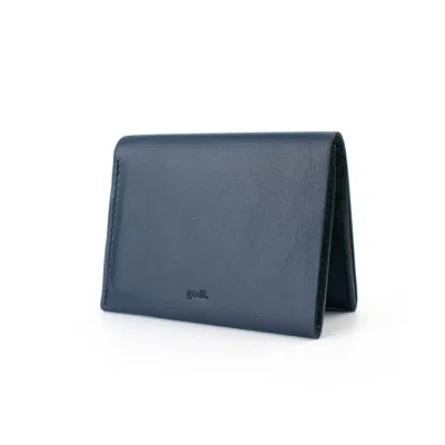 Godi. Men's Handmade Bifold Leather Wallet - Navy Blue