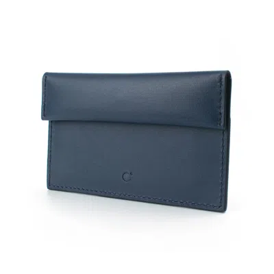 Godi. Men's Handmade Compact Leather Coin And Card Holder - Navy Blue